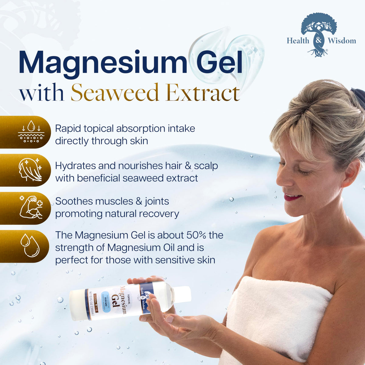 Health and Wisdom gel texture close-up illustrating smooth fast absorption