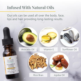 Health Priority Naturals massaging oil into cuticles and hair ends showing nail and hair nourishment benefit