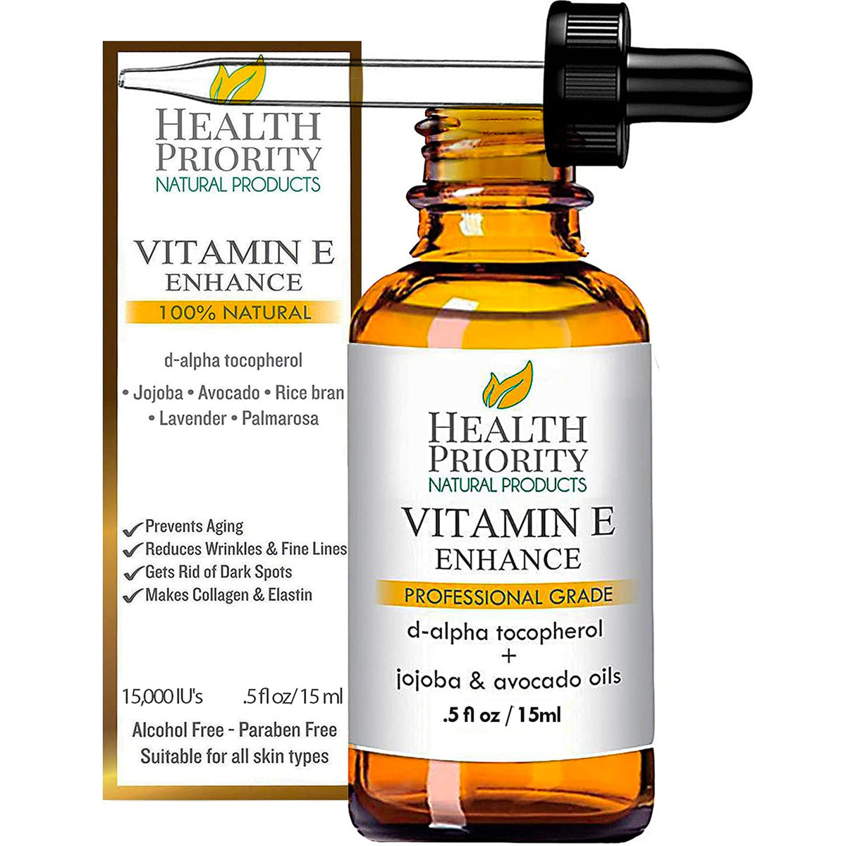 Health Priority Naturals front bottle view showing label and compact size benefit