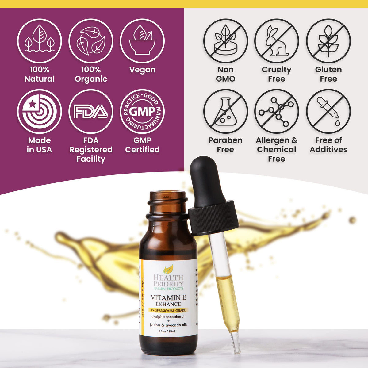 Health Priority Naturals applying oil to skin indicating hydration and smoothing benefit