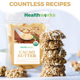 Healthworks Superfoods cacao butter in kitchen lifestyle scene inspiring DIY uses