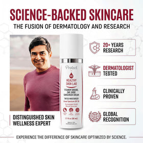 Healthy Skin Lab in a toiletry bag for travel convenience and daily protection