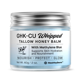HealthyDerm grass-fed beef tallow rendering showing lipid-rich source for barrier support