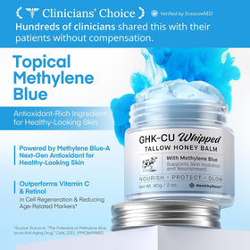 HealthyDerm open jar top view revealing creamy blue balm consistency