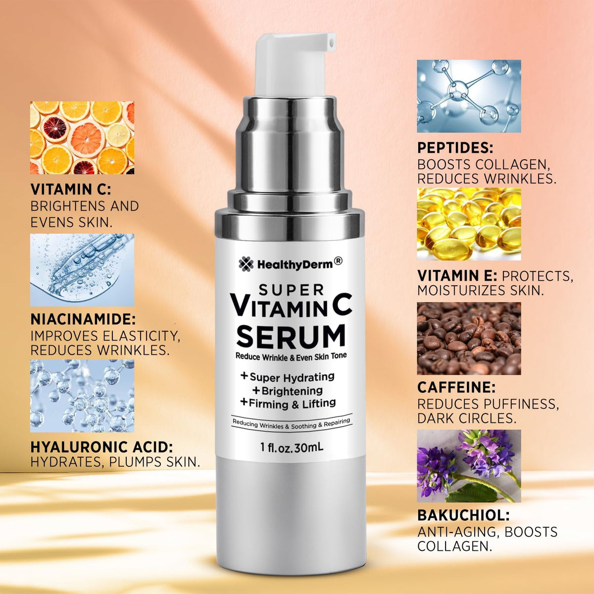 HealthyDerm mature woman applying serum for refreshed, firmer-looking skin