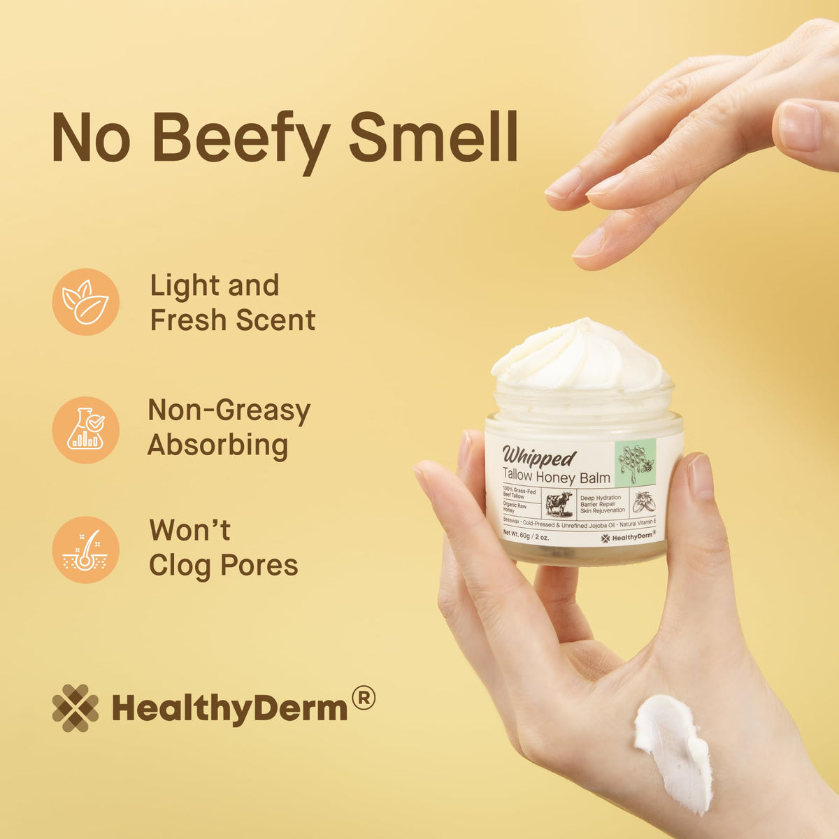 HealthyDerm packaging detail lid showing quality finish and storage safety