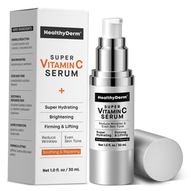 HealthyDerm front packaging shot showing elegant bottle and clear benefit