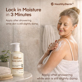 HealthyDerm texture close-up of white lotion revealing smooth, fast-absorbing consistency