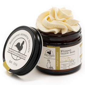 Hearth and Homestead jar front view showing butter almond scent and compact size