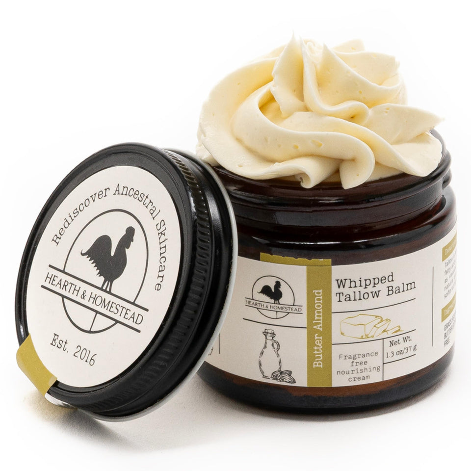 Hearth and Homestead jar front view showing butter almond scent and compact size