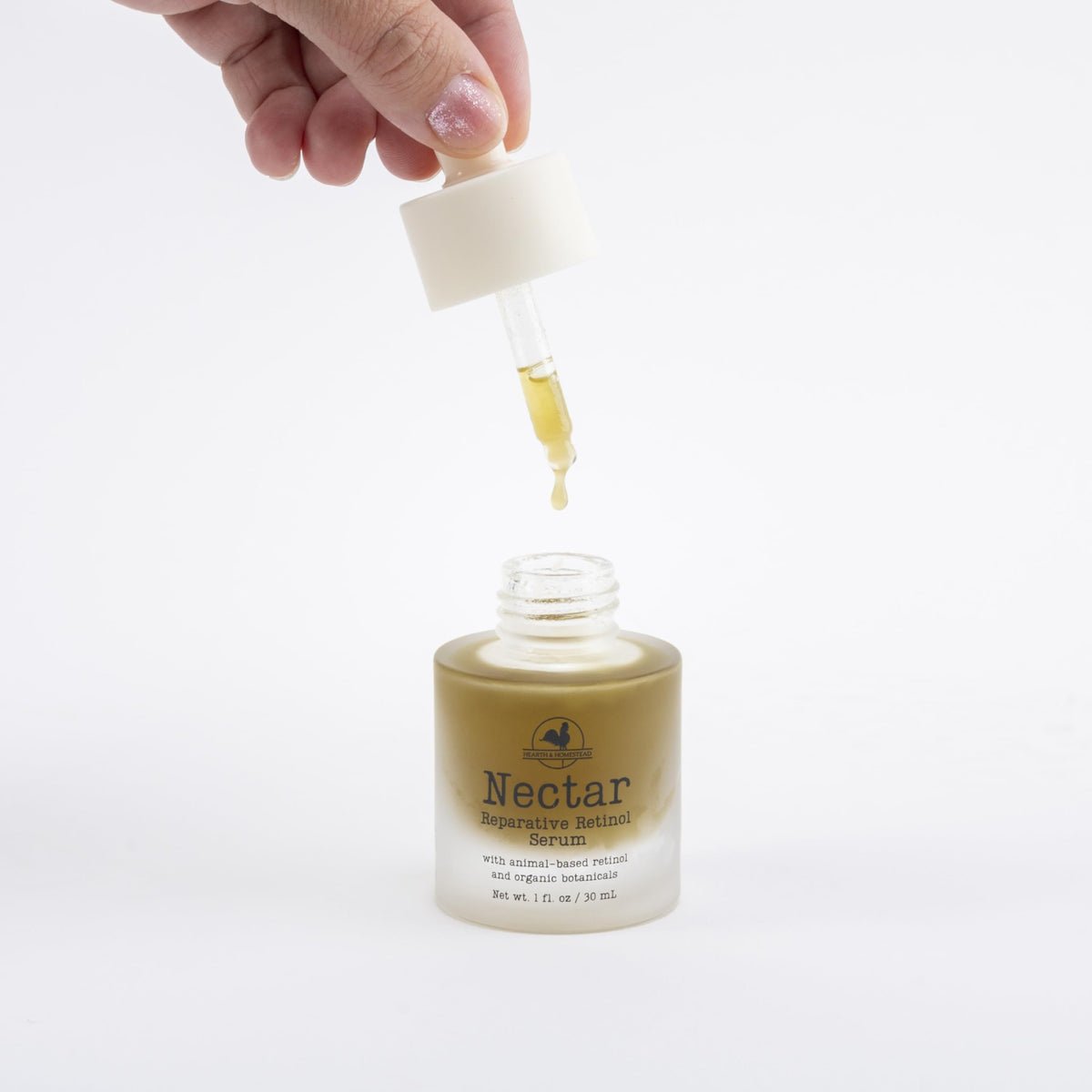 Hearth and Homestead serum used in evening routine to support skin restoration