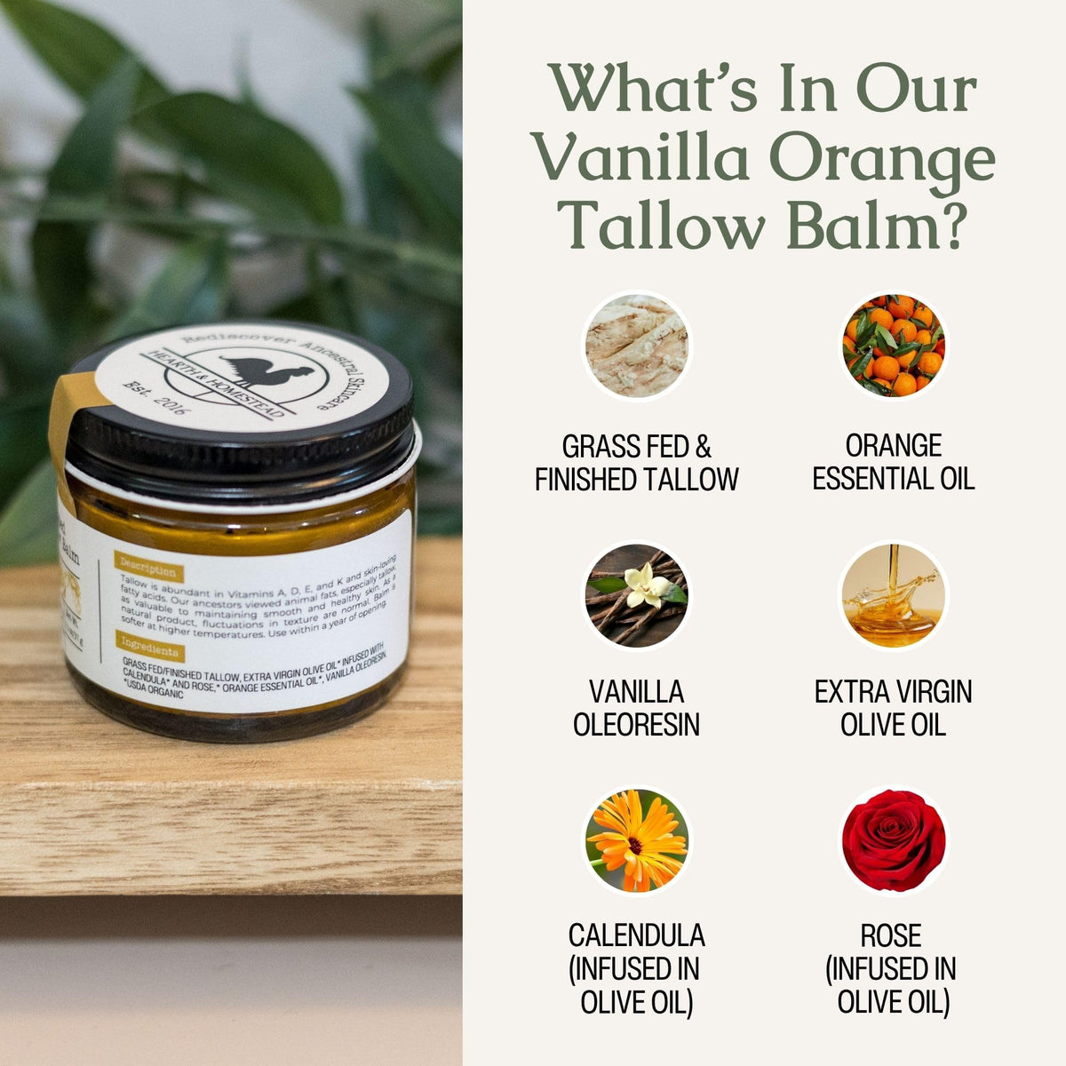 Hearth and Homestead product label close-up showing ingredients and nutrient-forward claims