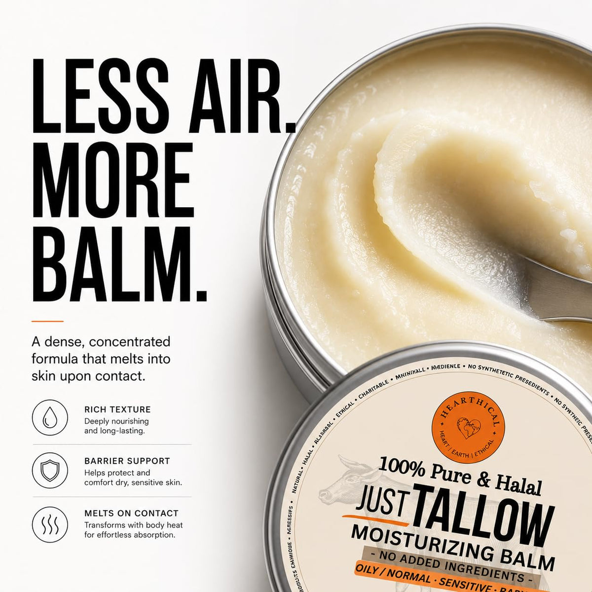Hearthical scooping tallow with fingertip demonstrating controlled application
