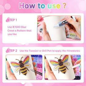 Heebabeys tweezers pick-up pen and three B7000 glue tubes for precise application