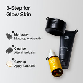 HEEDA charcoal and coconut ingredients staged, emphasizes purifying and moisturizing action