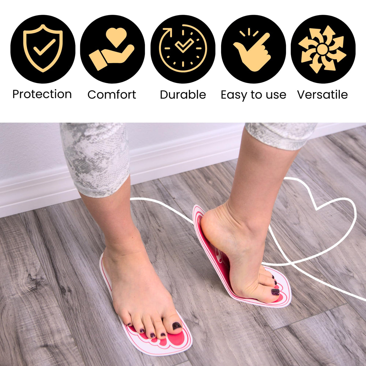 HeeStar pad flexibility detail showing pliable cardboard for walking