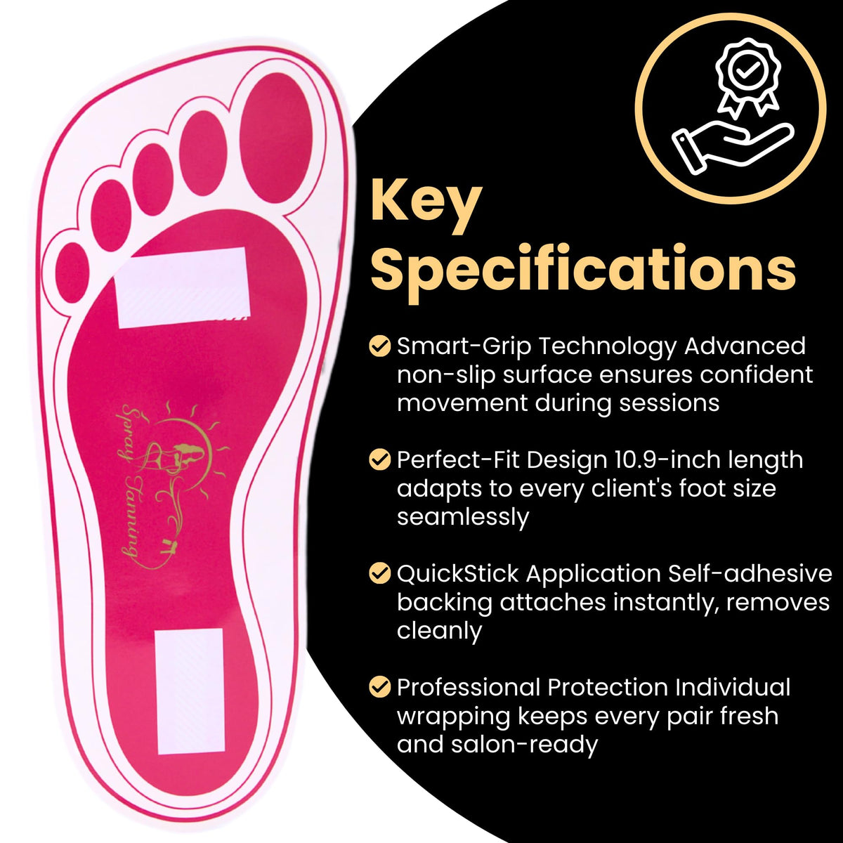 HeeStar pad on model foot illustrating comfortable movement during tanning