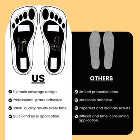 HeeStar pad beside a foot showing length fit and universal sizing