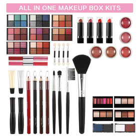 Hegafoo open palette overview with coordinated eyeshadows and blushes