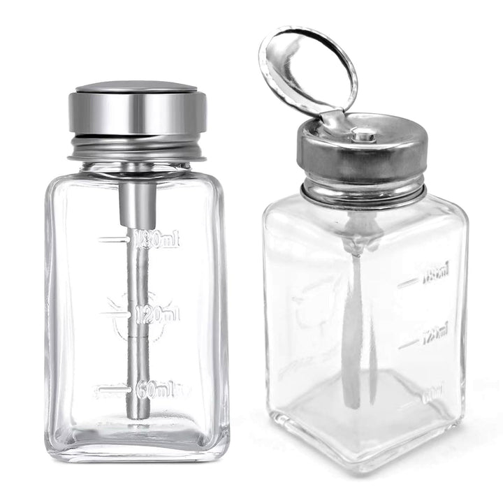 HEHIPLE clear glass bottle front view showing capacity and compact design for easy storage