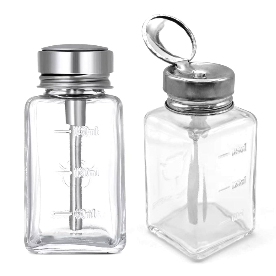 HEHIPLE clear glass bottle front view showing capacity and compact design for easy storage