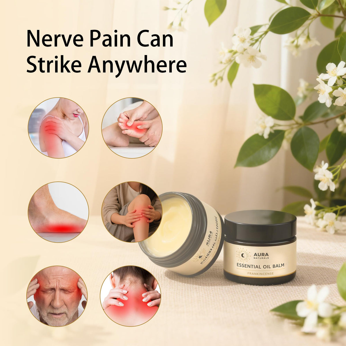 Heidelux balm being massaged onto shoulder for quick muscle comfort and recovery