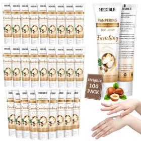 Heigble front view of travel lotion bottles showing pack and convenience