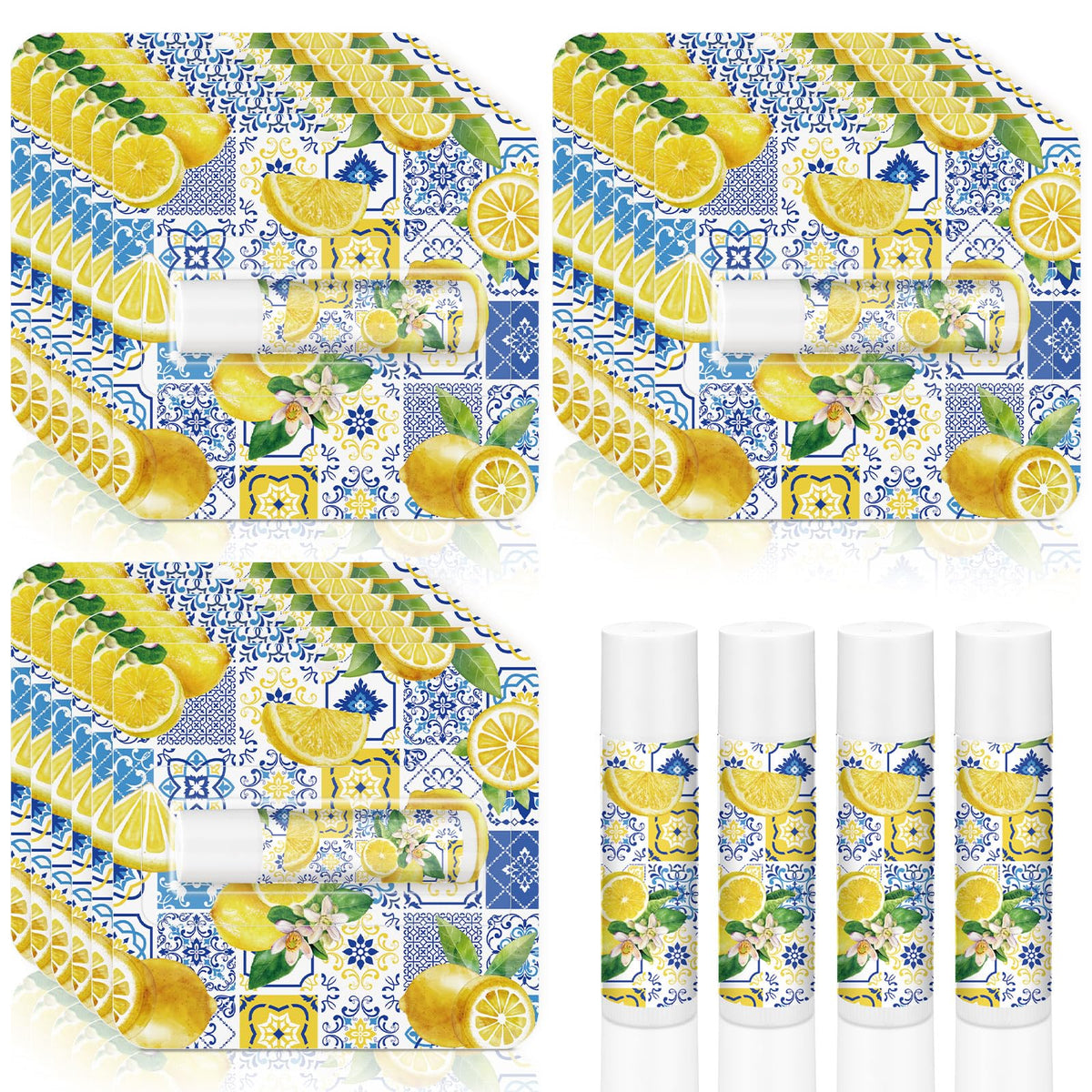 Heigble front packaging showing 24 lemon lip balms and neat presentation, great for gifting