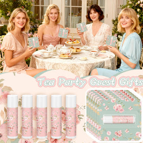 Heigble balms on a garden table styled for a tea party setting