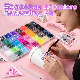 HEIHING colorful swatch spread of 40 rhinestone shades for creative palette choices