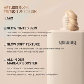 HEIMISH swatch on arm showing Shine Beige tint and even coverage benefit