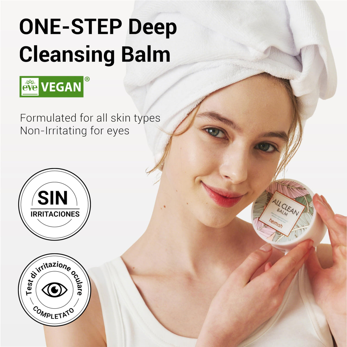 HEIMISH balm beside a hand for scale to show travel-friendly 120ml convenience