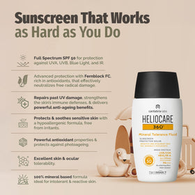 Heliocare 360 fluid being applied on hand for quick invisible coverage