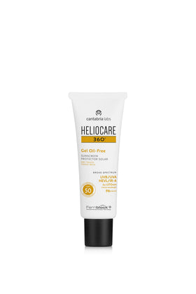 Heliocare 360 gel texture close-up demonstrating lightweight, fast-absorbing finish