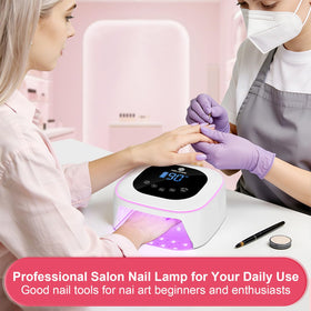 HELIVIVE lamp beside a hand for scale showing roomy fit for fingers and toes