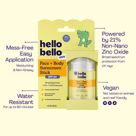 Close-up of Hello Bello stick texture highlighting moisturizing butters