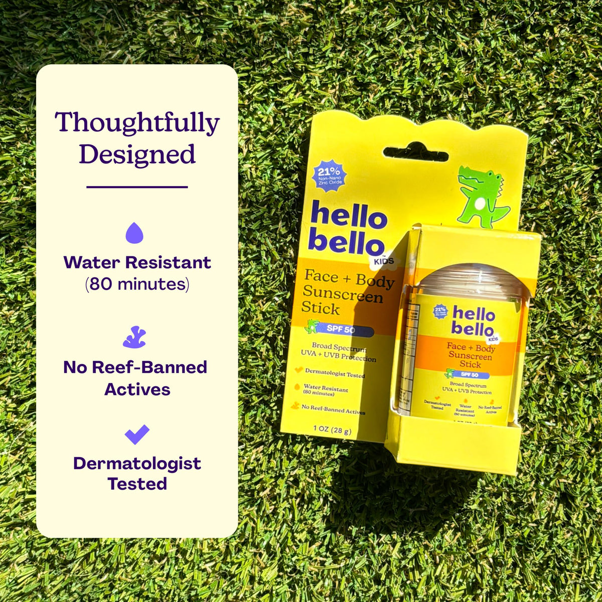 Hello Bello twist-up stick open to show clean, mess-free application