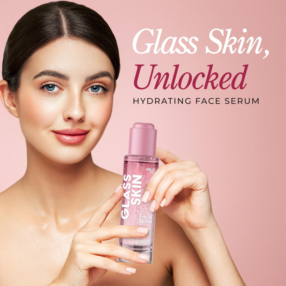 Hello You dropper dispensing serum illustrating controlled application and hydration