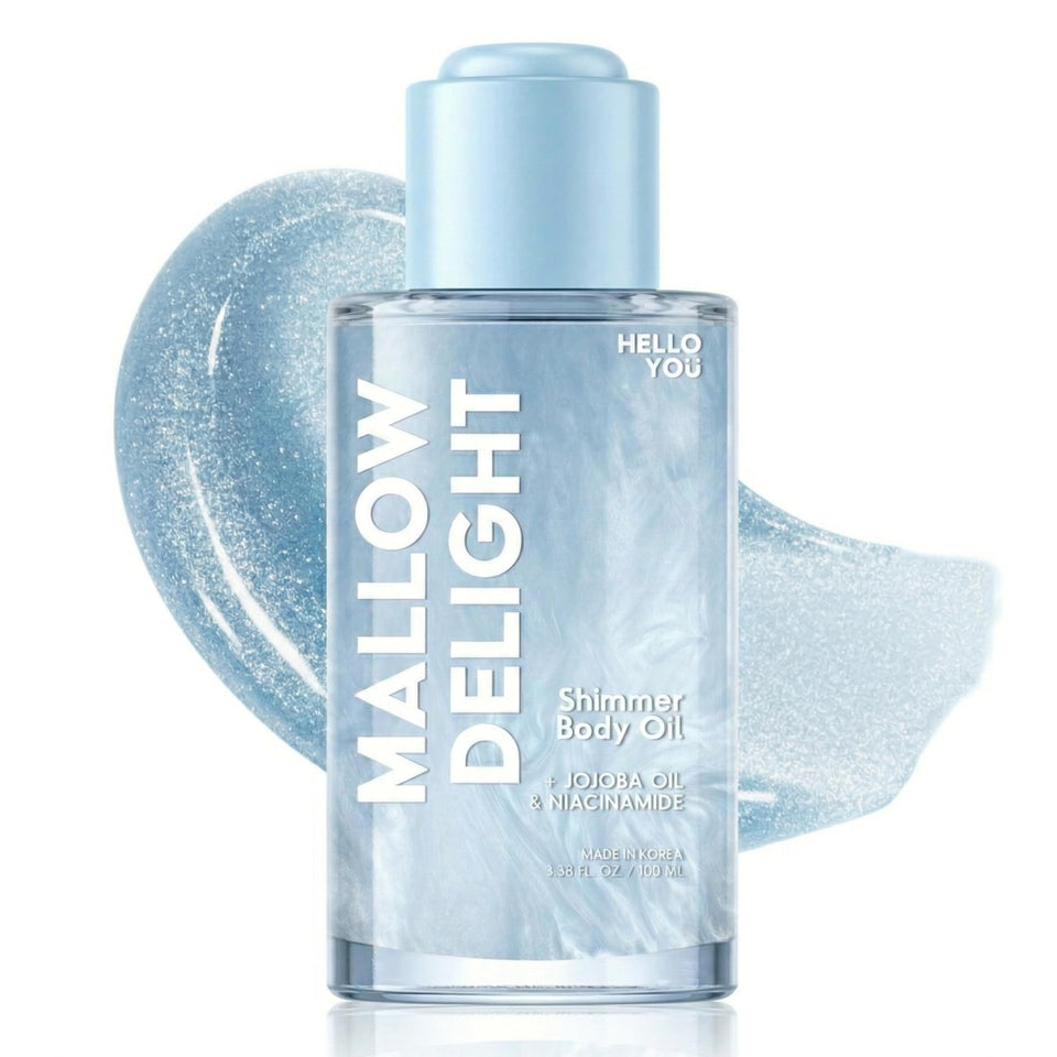 Hello You front packaging showing bottle and marshmallow scent, highlights clean design and benefit