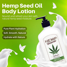 Hemp Heaven pump dispensing lotion illustrating controlled, hygienic application