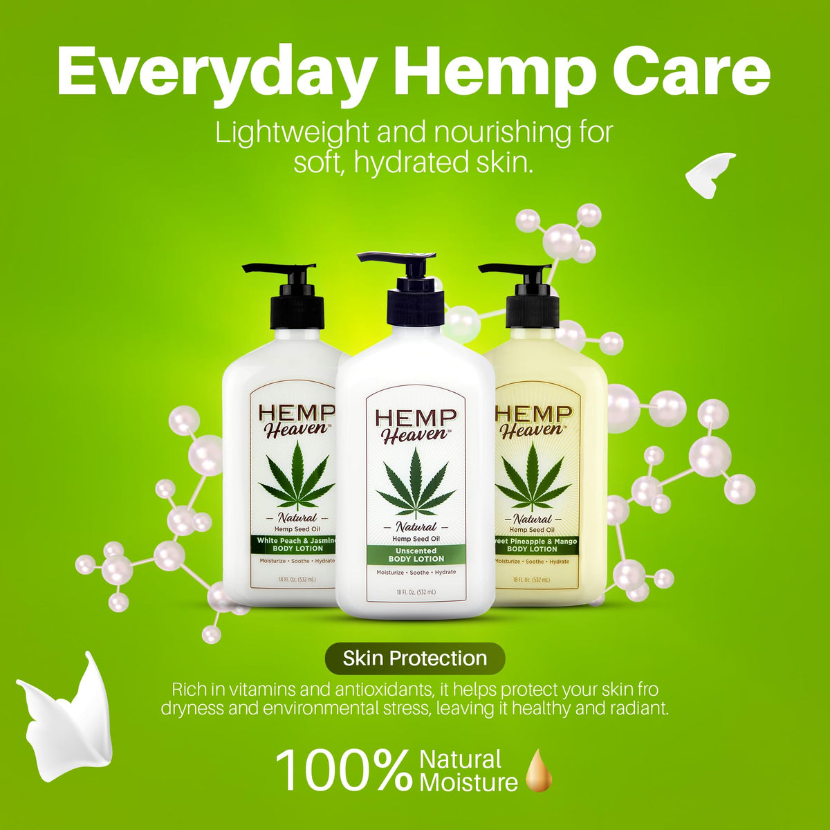 Hemp Heaven bottle held in hand to show 18 oz size for family use