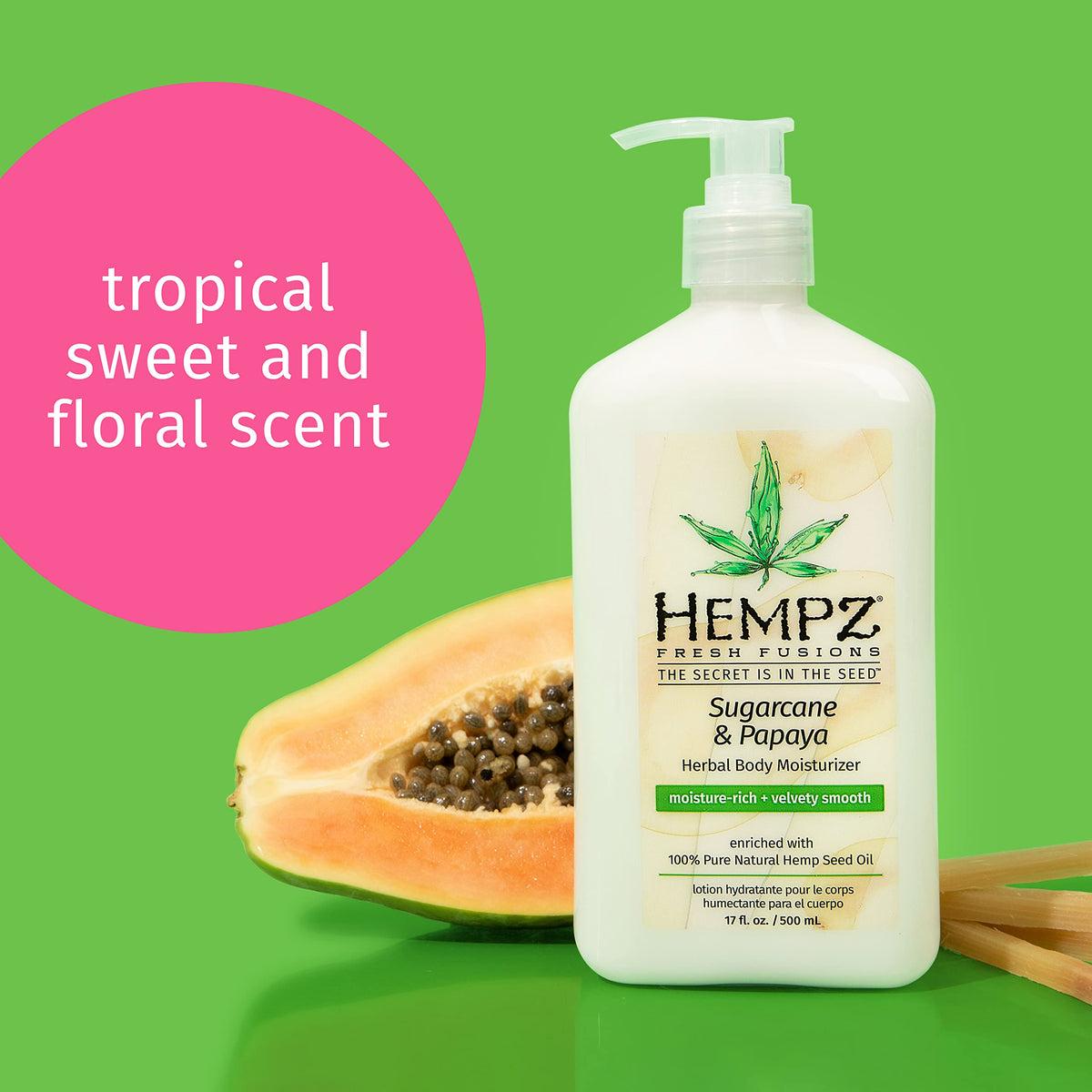 Hempz cream texture close-up in 17 oz jar demonstrating rich moisturization