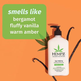 Hempz pump dispensing lotion into hand to show easy application and coverage
