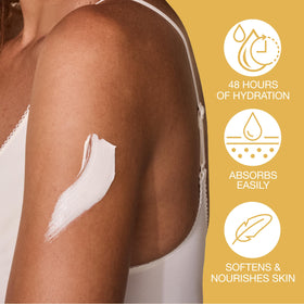 Hempz lotion on leg showing coverage and visible smoothing benefit