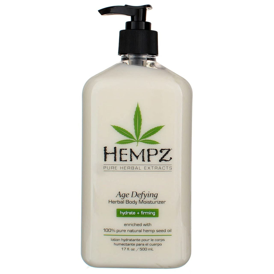 Hempz front pump bottle showing label and 17oz size for easy identification and use