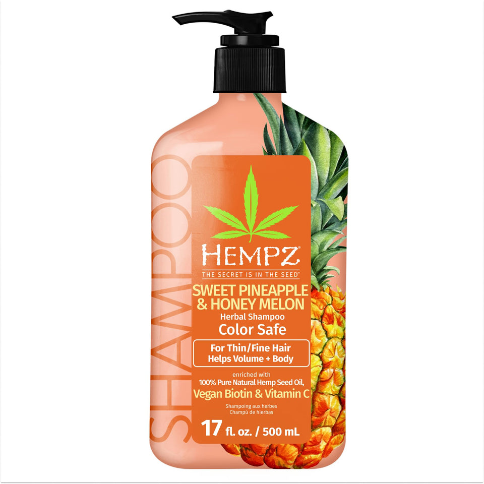 Hempz bottle front view showing label and tropical scent benefits