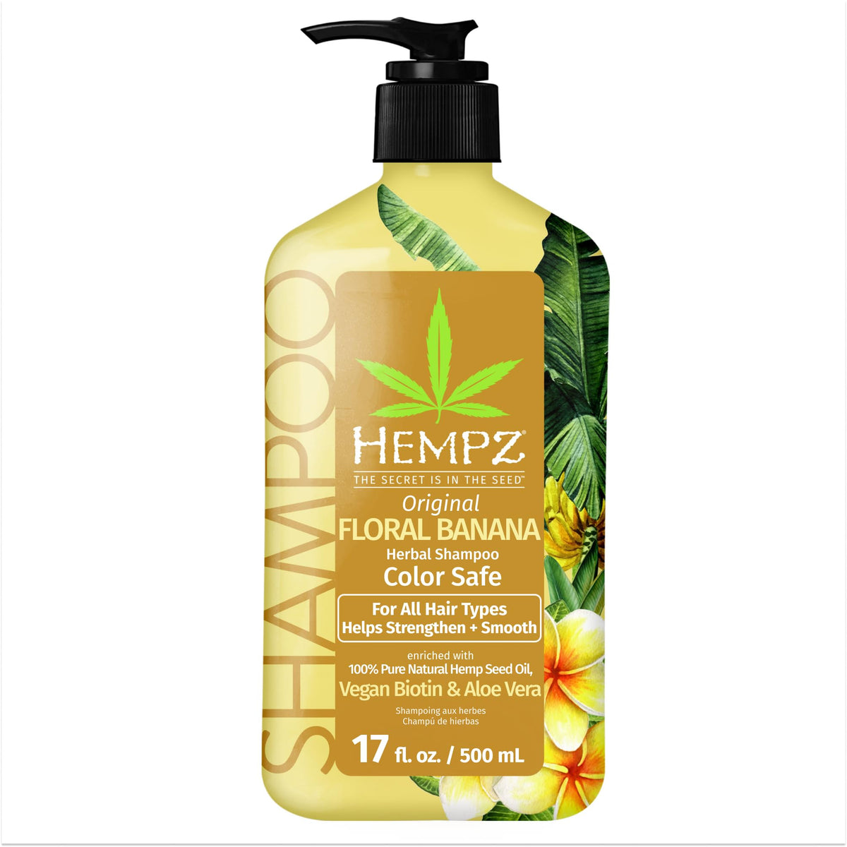 Hempz bottle front view showing biotin shampoo branding and volume benefit