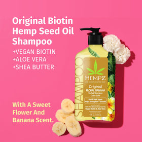 Hempz shampoo pump close-up highlighting easy dispensing and convenience