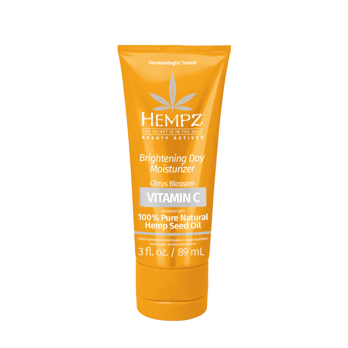 Hempz jar front packaging showing label and citrus motif, highlighting hydration benefits