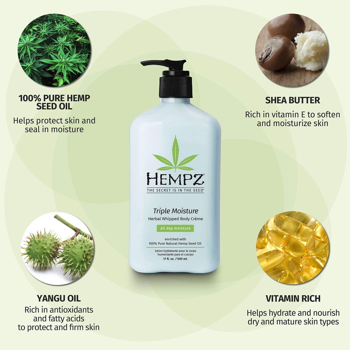 Hempz cream in hand application demonstrating smooth spread and immediate softness